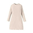 thumbnail image 4 of Tdoqot Girls Ribbed Shirt Dresses- Long Sleeve Casual Soft Knit Fall Midi Dresses Beige Size 12, 4 of 8