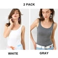 thumbnail image 3 of Precio reducidoCharmoCharmo Camisola de algodón para mujer, sujetador con plataforma, camiseta sin mangas, camisetas interiores elásticas, paquete de 2 L, 3 of 5