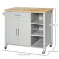 thumbnail image 3 of HOMCOM Wooden Rolling Kitchen Island on Wheels with Drawer for Dining Room, 3 of 10