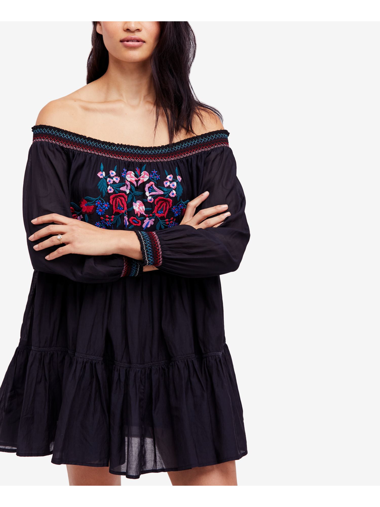 FREE PEOPLE Womens Black Embroidered ...