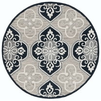 SAFAVIEH Aspen Enric Damask Wool Area Rug, Blue/Ivory, 6' x 6' Round