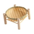 thumbnail image 6 of LOVIVER Bamboo Basket Tray Bread Basket Round with Stand Sundries Holder Vegetable Storage Basket Woven Fruit Basket for Home Kitchen 18cm, 6 of 8
