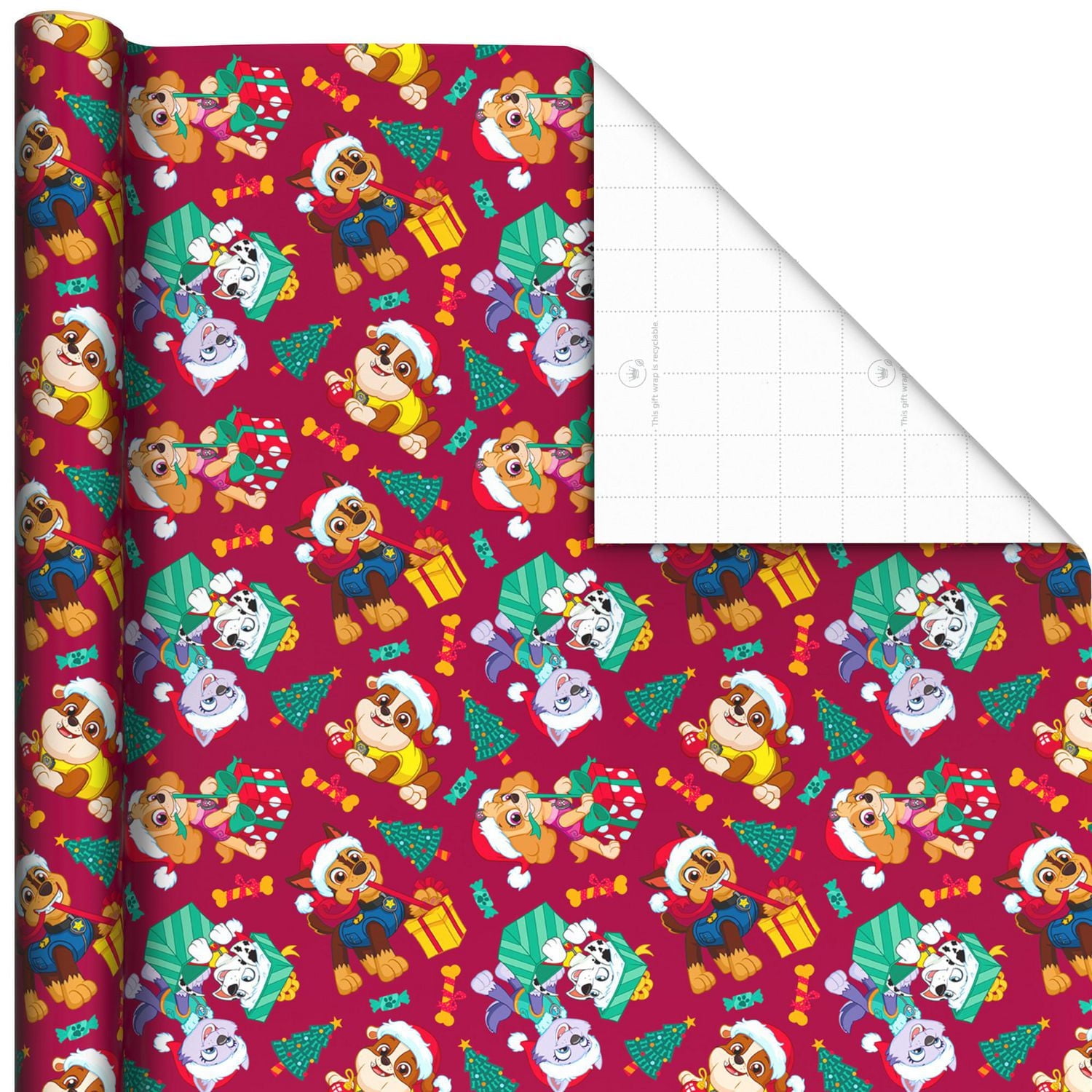 Hallmark Paw Patrol Christmas Wrapping Paper with Cutlines on Reverse (3 Rolls: 60 sq. ft.), Hallmark Wrapping Paper 3-Pack