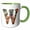 Green/White, variant on 3drose, Boho Floral Monogram Initial W, 11oz Two-tone Black Mug