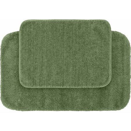 Traditional Nylon 2-Piece Washable Bathroom Rug Set 17"x24" & 21"x34