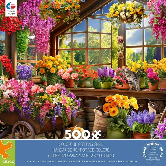 Ceaco Abri de Rempotage Coloré Casse-Tête - 500 Pcs par Jessica White - Fabriqué à la Main avec des Formes Divisées - Visuels Vibrants - Parfait pour le Plaisir en Famille et les Cadeaux
