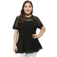 thumbnail image 2 of BluTop De Encaje Con Cuello Redondo TalGrande PaMujer Negro 1X, 2 of 7