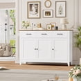thumbnail image 2 of Hiphuta 47"W Buffet Cabinet with Adjustable Shelf, Modern Farmhouse Coffee Bar with 3 Drawers and Sturdy Base for Small Space and Living Room, White, 2 of 9