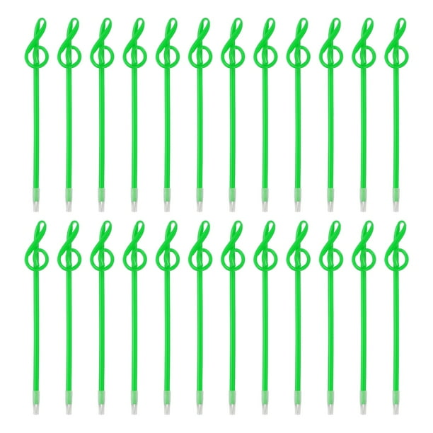 24 bolígrafos de punta de rodillo 1.0mm, bolígrafos de bola de nota musical con tinta líquida negra, escritura suave de novedad musical para regalos de oficina en casa, verde