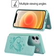 thumbnail image 3 of for iPhone 12 Mini Wallet Case with RFID Blocking Card Holder for Girls Women,Premium PU Leather Magnetic Buttons Stand Flip Wrist Strap Case for iPhone 12 Mini 5.4 Inch,Heart Green, 3 of 8