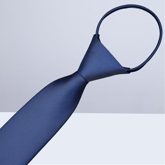 WRITWAA Pre Tied Blue Zipper Neck Tie for Men Classic Solid Color Formal Style for Special Occasions