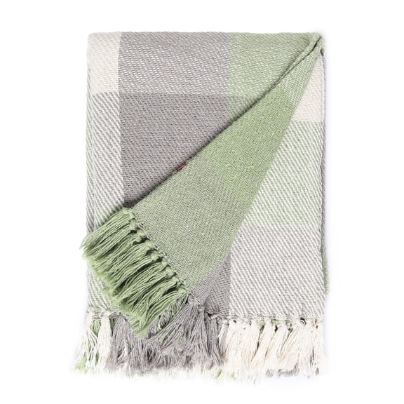 · REDEARTH · Classic Throw Blanket -Twill Medium Weight Soft Lap Bed Throw for Sofa Bed Couch Chairs loveseats car, Living, Indoor/Outdoor use 100% Cotton (50x60; Plaids Kiwi)