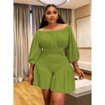 thumbnail image 2 of AURA Women Plus Size Two Piece Set Casual Long Sleeve Top Shorts Lounge Outfit, 2 of 6