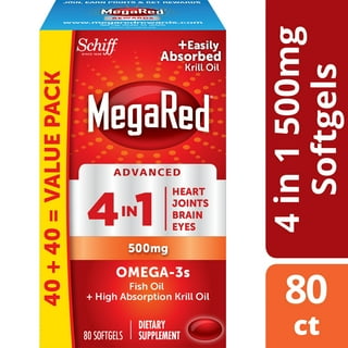 MegaRed-MegaRed Advanced 4 in 1 Omega-3 Softgel, 80 Count (98094EA ...