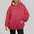 thumbnail image 2 of 2024 Women's Hooded Long Sleeve Solid Color Casual Pullover Sweatshirt Comfortable Soft Lined Winter Warm Hoodie, 2 of 2