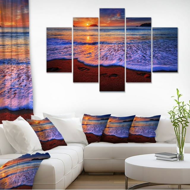 Colorful Sunset Over Beautiful Shore - Seashore Canvas Art Print