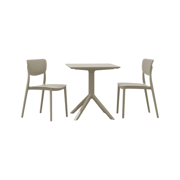 Luxury Commercial Living 3-Piece Taupe Brown Solid Patio Bistro Set 33"