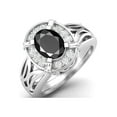 thumbnail image 2 of 8x6mm Oval Black Spinel 925 Sterling Silver Filigree Celtic Women Valentines Day Gifts Ring, 2 of 4