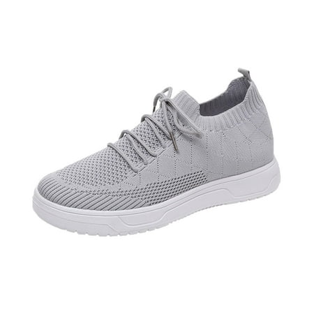 

Summer Saving Clearance! Kukoosong Sneakers for Women Solid Color Mesh Breathable Lace up Shoes Plus Size Fashion Sports Casual Walking Running Shoes Non Slip Work Shoes for Women Food Service Gray 9