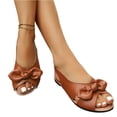 thumbnail image 5 of HTHLVMD Wide Width Shoes for Women, Summer Shoes, Cute Sandals for Women, Women's Bow Slingback Sandals, Open Toe Flat Casual Shoes, Sweet Style Comfort Summer Footwear, Brown 9, 5 of 7