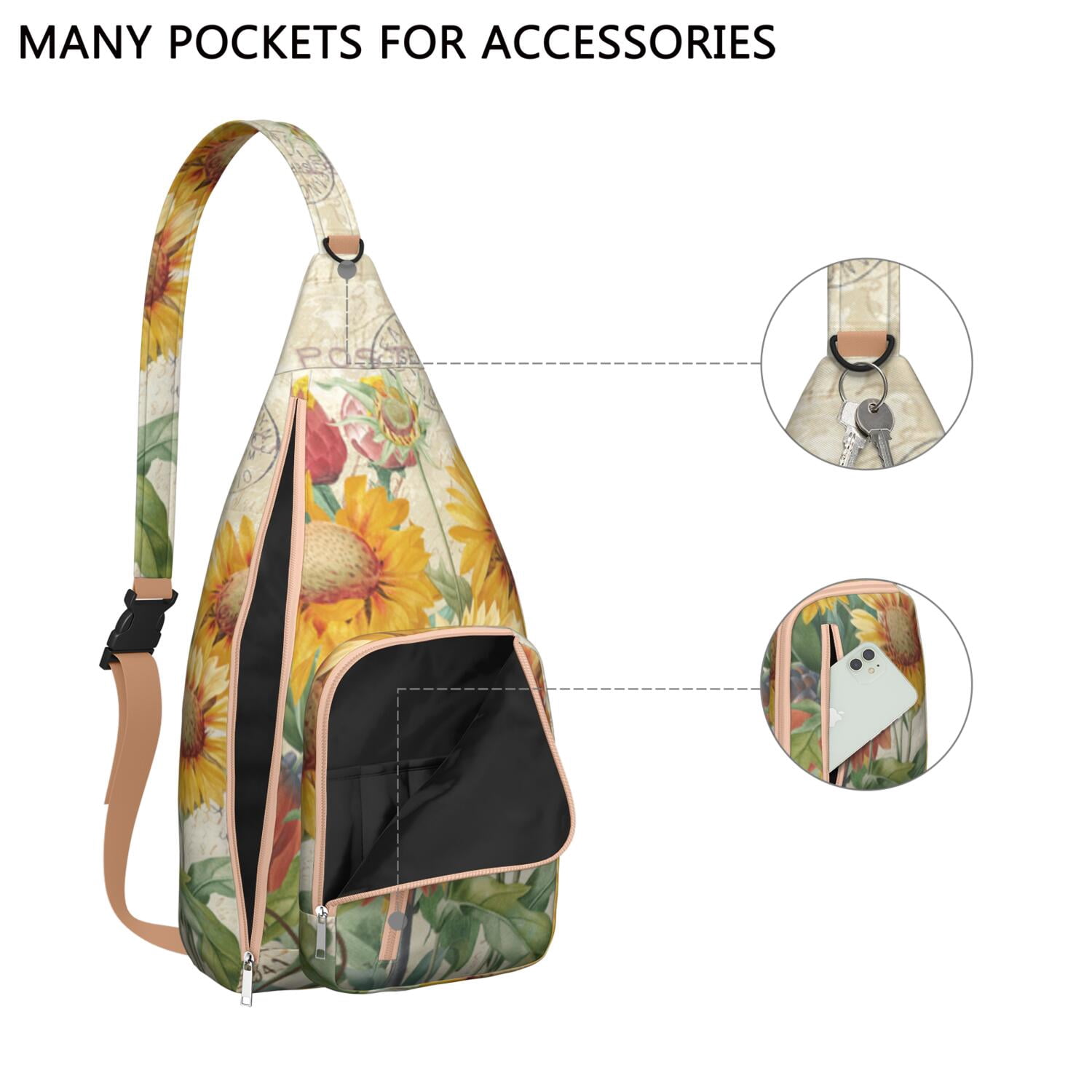 Durable Breathable Sling Bag with Daisy Pattern for Tactical Use