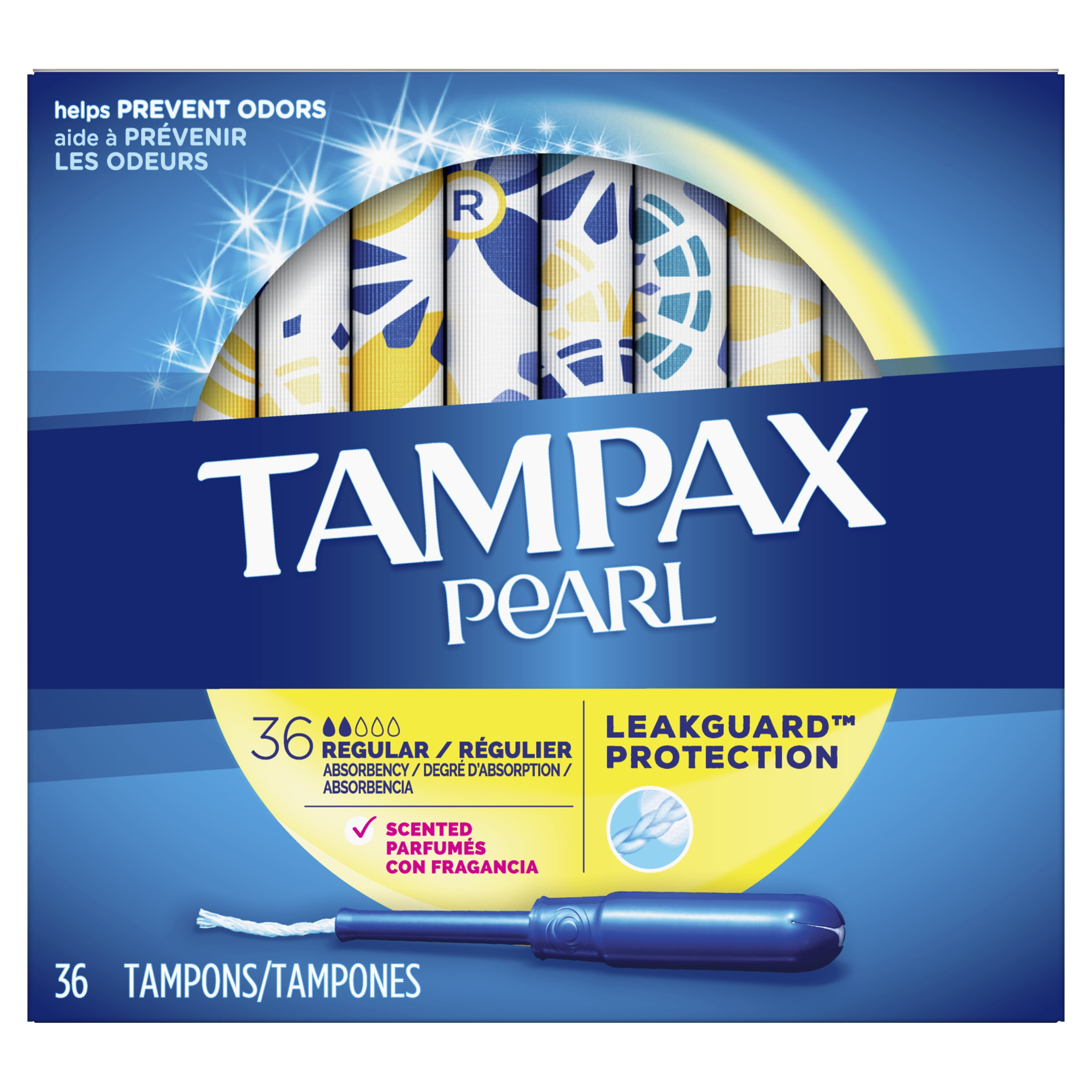 TAMPAX Pearl, Regular, Plastic Tampons, Scented, 36 Count - Walmart.com