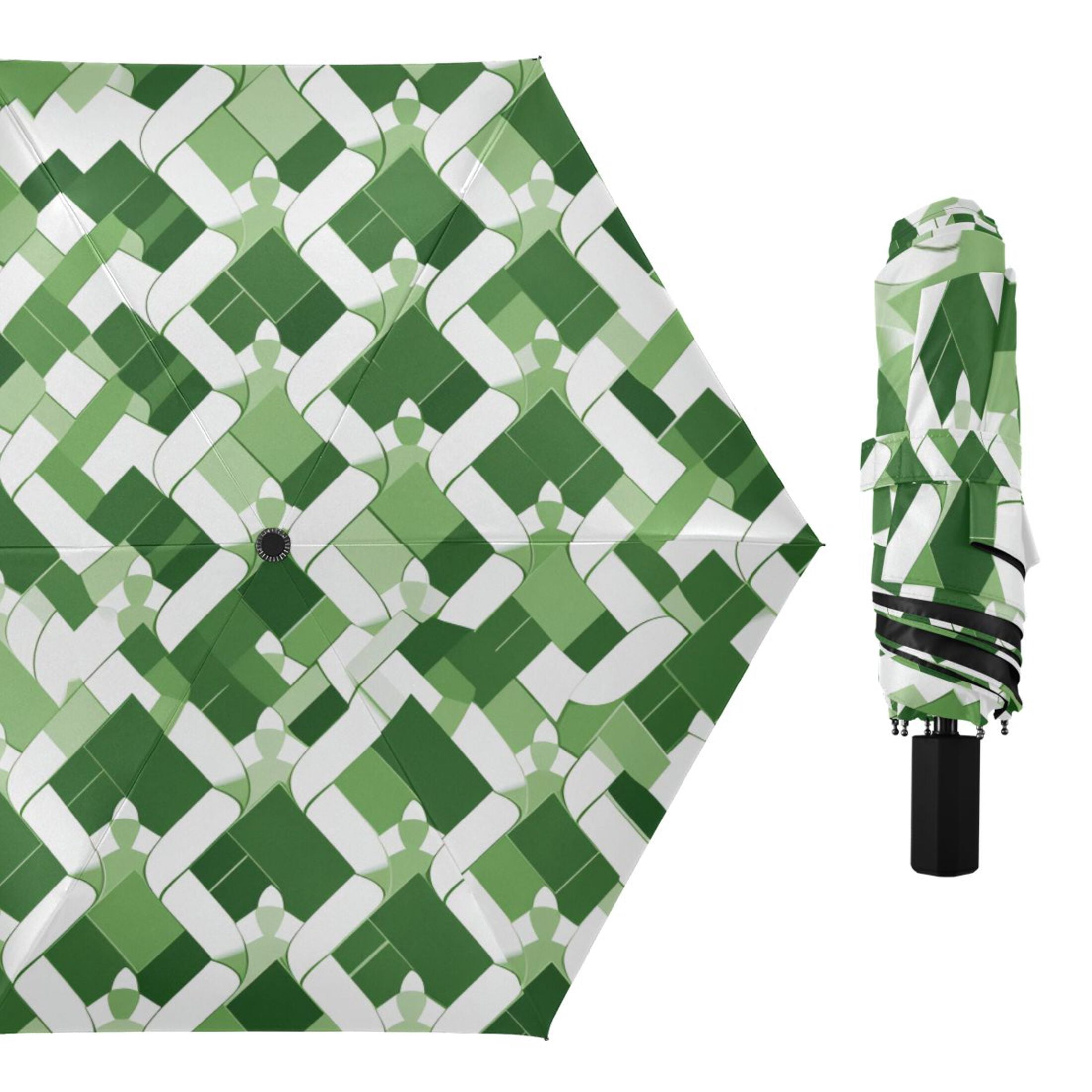 ALAZA St Patrick Checkered Grid UPF 50+ Compact Folding Umbrella for Rain Travel Umbrella Packable