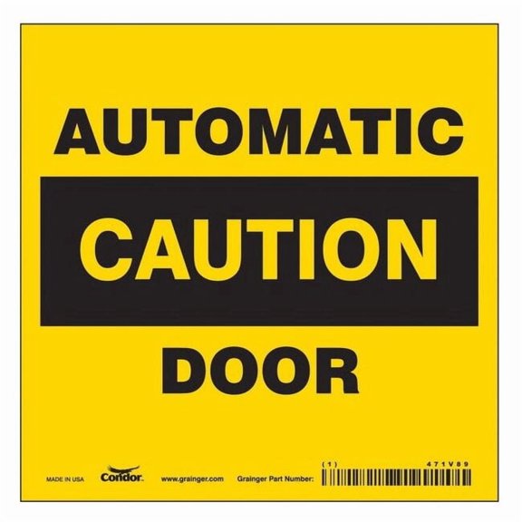 Condor Safety Sign,6 in x 6 in,Vinyl 471V89