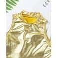thumbnail image 2 of Raenseen Kids Girls' Metallic Mock Neck Crop Tank Tops Ballet Dance Dancewear Athletic Sports Vest Gold 12, 2 of 8