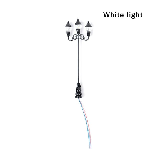 1:87 Trains Railway Street Light 3 Head Model Making Lamp Decorative Microlandschaft Lamps for Building Sand Table Decoration Black/white light