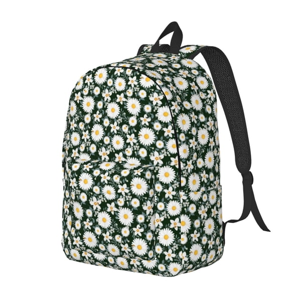 Easygdp White Daisies and Bee Mochila de Lona Resistente para Laptop, Compatible con Laptops de 15 a 17 pulgadas, Ideal para Escuela, Trabajo y Viajes-Small
