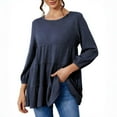 thumbnail image 1 of Timegard Womens Tops Oversized Round Neck Tunic Tops Fall Casual Loose Long Sleeve Blouse Mid Long, 1 of 4