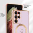thumbnail image 4 of Magnetic Case for Samsung Galaxy S21 Ultra 5G MagSafe, Girls Women Cute Love Heart Pattern Plating Edge Silicone Shockproof Protective Bumper Cover for Samsung Galaxy S21 Ultra-Purple, 4 of 7