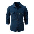 thumbnail image 2 of XDZJLR Mens Shirts Spring And Autumn Washed Stretch Fashion Business Long Sleeve Jacket Shirts for Men, 2 of 5