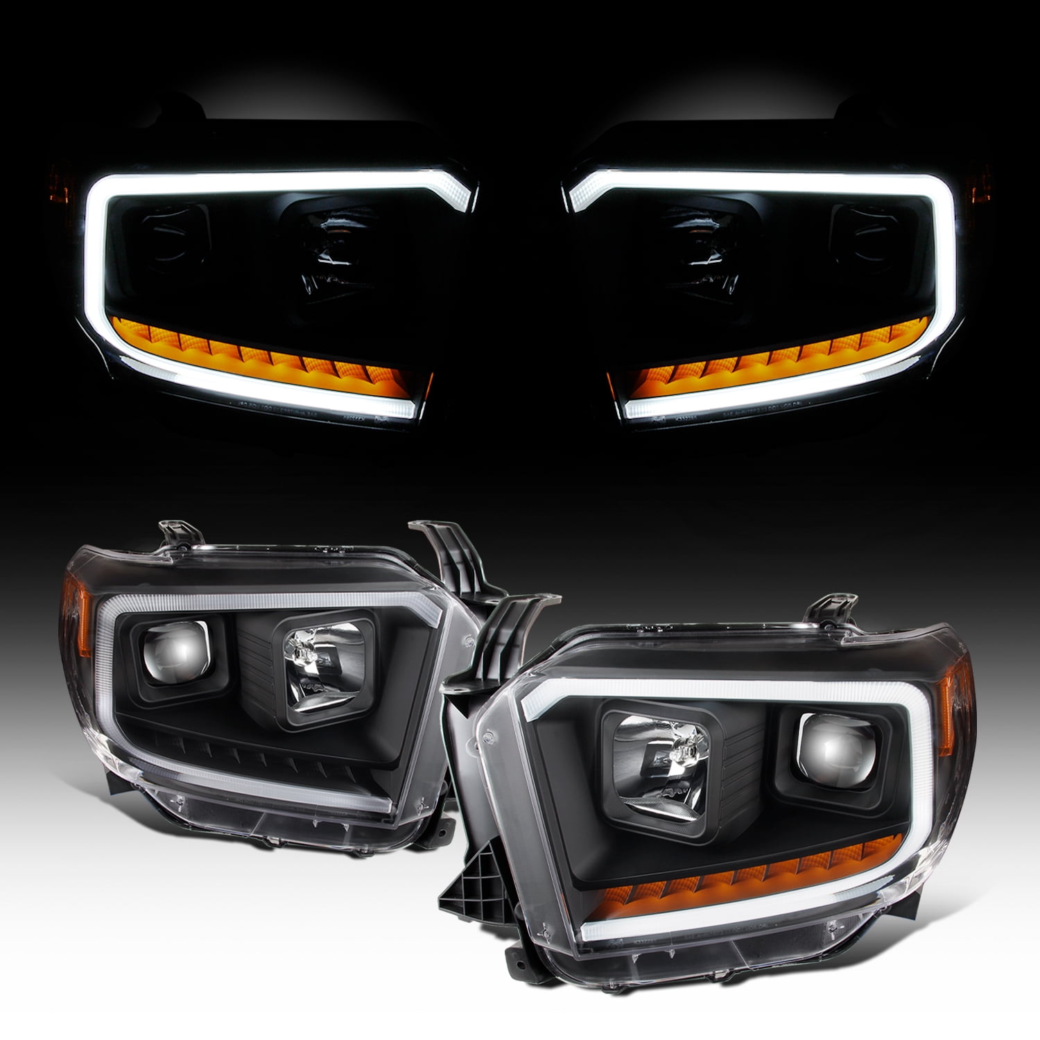 [Black] Fits 2014 2015 2016 2017 Toyota Tundra Light Bar Projector