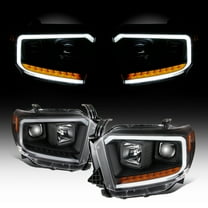 AKKON - For Black 2014 2015 2016 2017 2018 2019 2020 2021 Toyota Tundra Light Tube Projector Headlights Front Headlamps Set