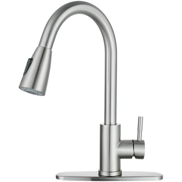 Grifo de Cocina WOWOW Acero Inoxidable con Rociador Abatible Moderno Comercial Níquel Cepillado WOWOW 2310301-AMUS