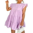 thumbnail image 1 of AMERTEER Robe Femme Manches à Volants Couleur Unie Vintage Ample Col Rond, 1 of 3