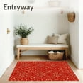 thumbnail image 3 of ODIKA 6'x9' Machine Washable Non-Slip Area Rug, Autumnal Safari Mosaic with Stylized Jungle Creatures and Leaf Vein Details High Traffic Rug, Red, 511576, 3 of 7