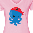 thumbnail image 4 of Inktastic Pirate Octopus, Blue Octopus With Red Pirate Hat Women's V-Neck T-Shirt, 4 of 5