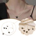 thumbnail image 2 of Joyería de estilo coreano para mujer, conjunto de cuatro piezas con collar, pulsera, pendientes y anillo, con diseño de mariposa y gota de aceite rosa y fragancia pequeña., 2 of 7