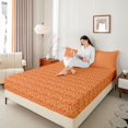 thumbnail image 4 of Feelyou Boho Mandala Damask Bed Sheets, Retro Orange Skeleton King Sheets, 4 Pieces, 4 of 7
