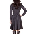 thumbnail image 3 of Cilcicy Women Long Sleeve Cross V-neck Pleated Elegant Office Lady Slim A-line Dress, 3 of 4
