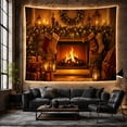 thumbnail image 6 of Lit Fireplace with Garland and Stockings on Stone, Cozy Rustic for Holiday Decor Enthusiasts, Traditional Festive Indoor Art, Christmas Gift Tapestry Wall Hanging for Living Room and Bedroom, 6 of 7