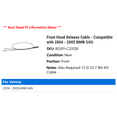 thumbnail image 2 of Front Hood Release Cable - Compatible with 2004 - 2005 BMW 545i, 2 of 2