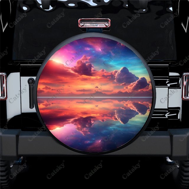 Fantasy World Colorful Galaxy Polyester Universal Spare Wheel Tire Cover Wheel Covers for Trailer RV SUV Truck Camper