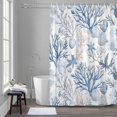 thumbnail image 5 of Summer Ocean Bathroom Shower Curtain, Blue Coral Seashell Starfish Nautical Coastal Waterproof Washable Soft Bath Curtain for Bathtub Decor with 12 Hooks&Grommet, 36x72 Inch, 5 of 9