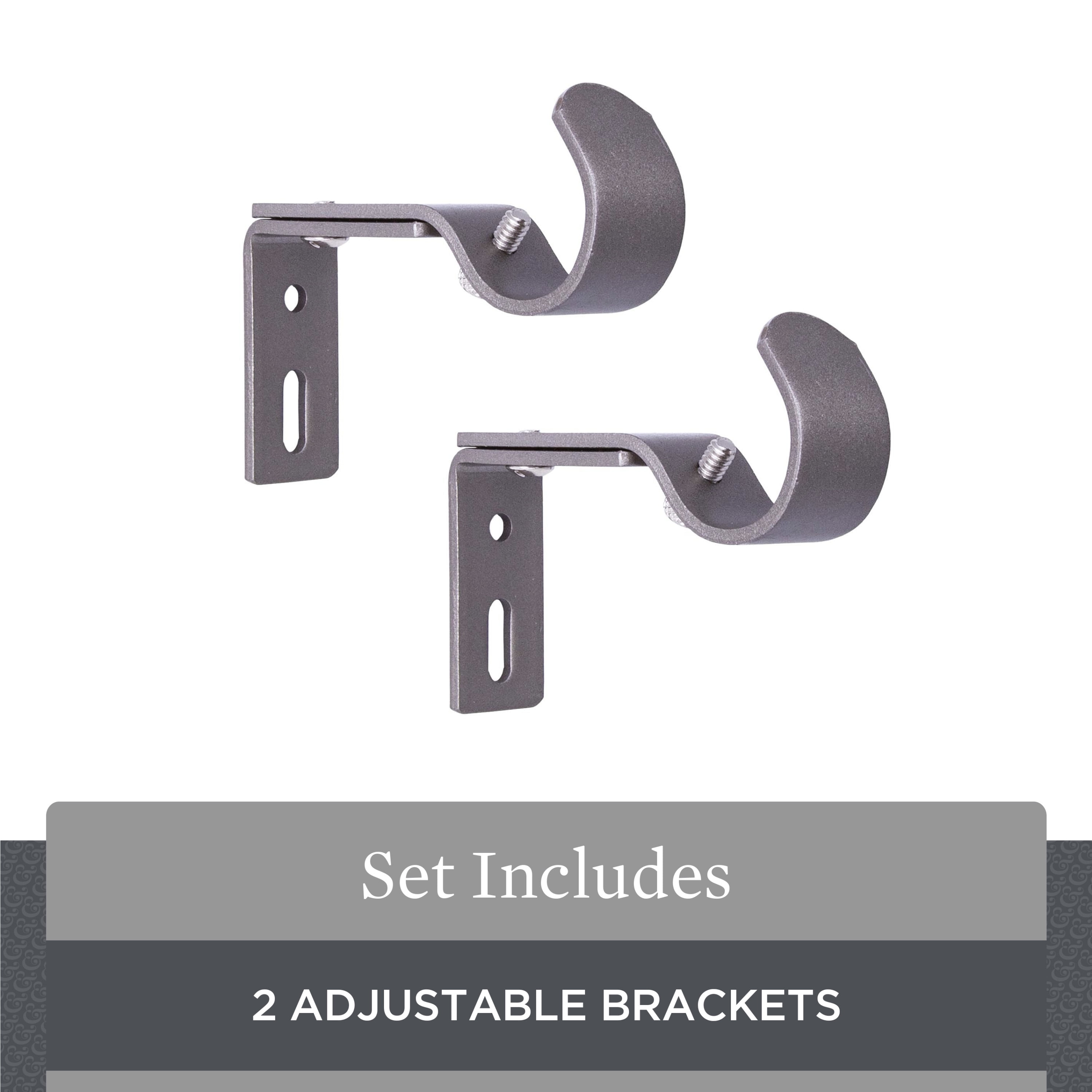Better Homes & Gardens Metal Adjustable Curtain Rod Brackets in Pewter Gray, 3/4 to 1 Inch Diameter