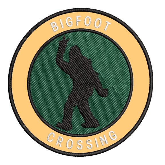 Bigfoot Crossing 3.5" Iron On Or Sew On Embroidered Fabric Badge Patch Unexplained Mysteries Iconic Series
