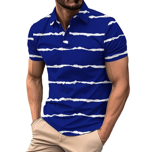 Los Hombres de Manga Corta Botón Arriba de la Camisa de la Impresión Del Suéter de la Camisa de Cuello de Vuelta, Poliéster